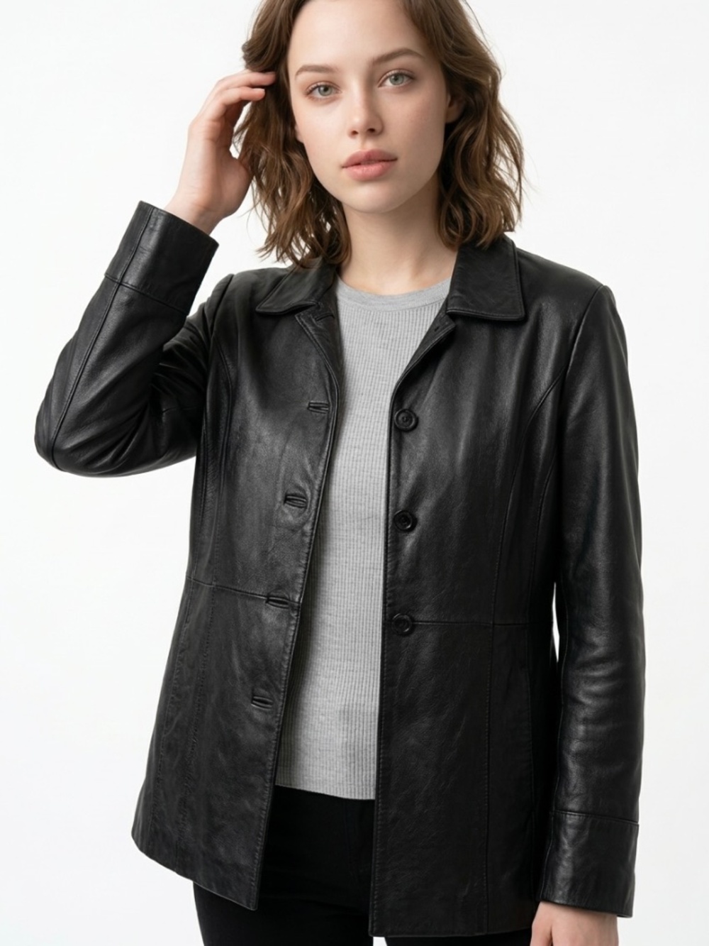 WILSONS LEATHER • Black Genuine Leather Thinsulate Belted Coat Jacket M